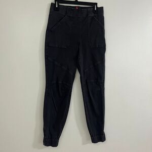SPANX  Womens Cargo Joggers Stretch Twill Charcoal Gray Cargo Zip Ankles Size L
